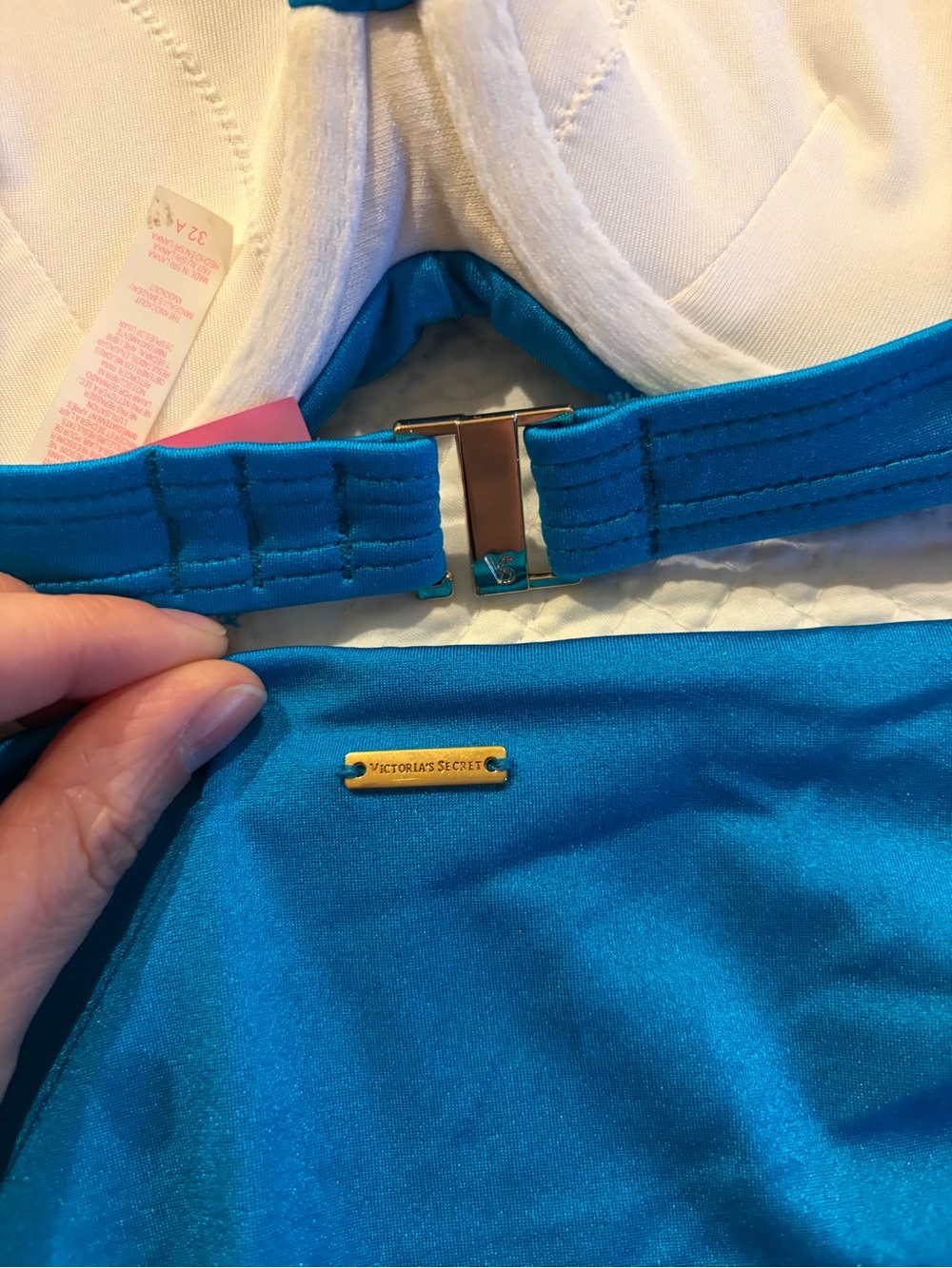 Victoria's Secret Vibrant Blue/Teal Twist Bandeau Bikini- EUC- Size Small - Picture 4 of 8